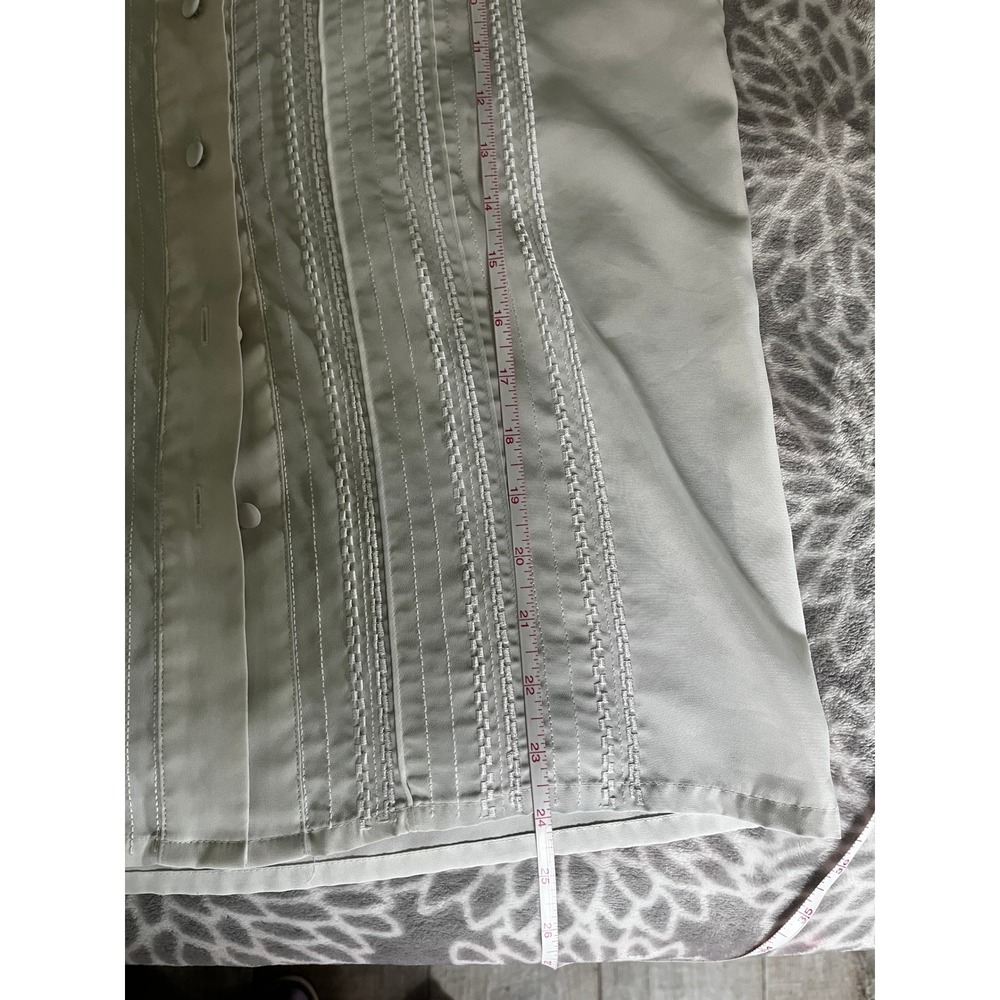 Vintage Off White Pintuck Blouse sz 8 Embroidered Button Down Minimalist Preppy - Picture 7 of 8